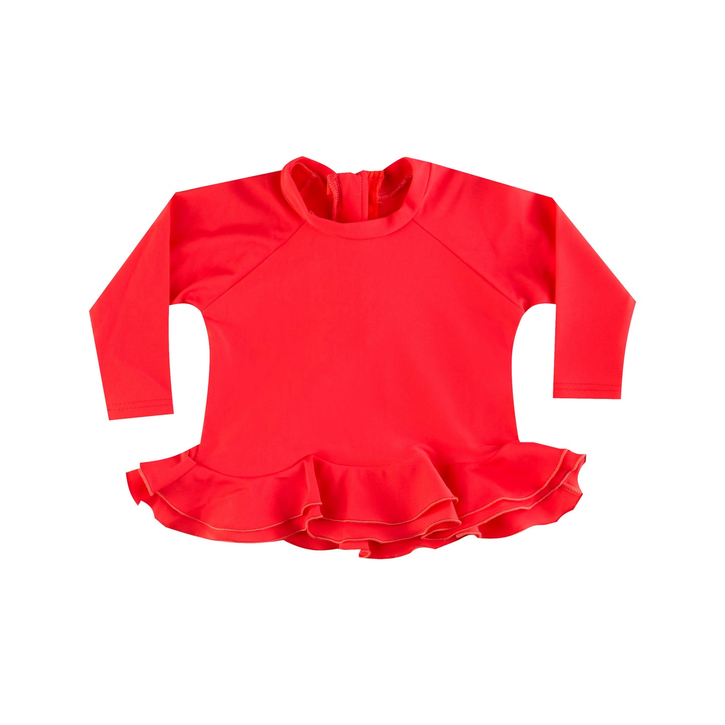 BABY GIRL'S ANTI-UV RUFFLED RASHGUARD CORAL