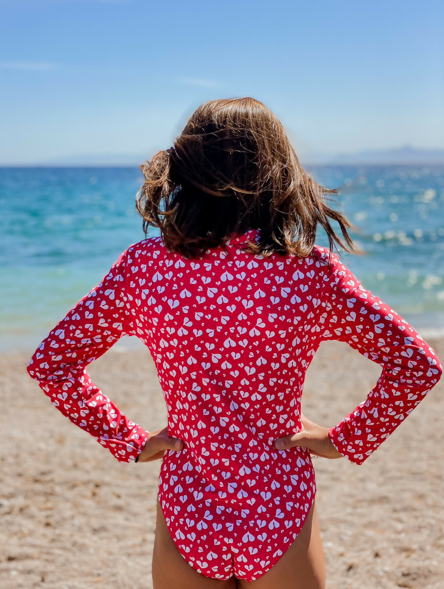 Red hearts longsleeve one piece