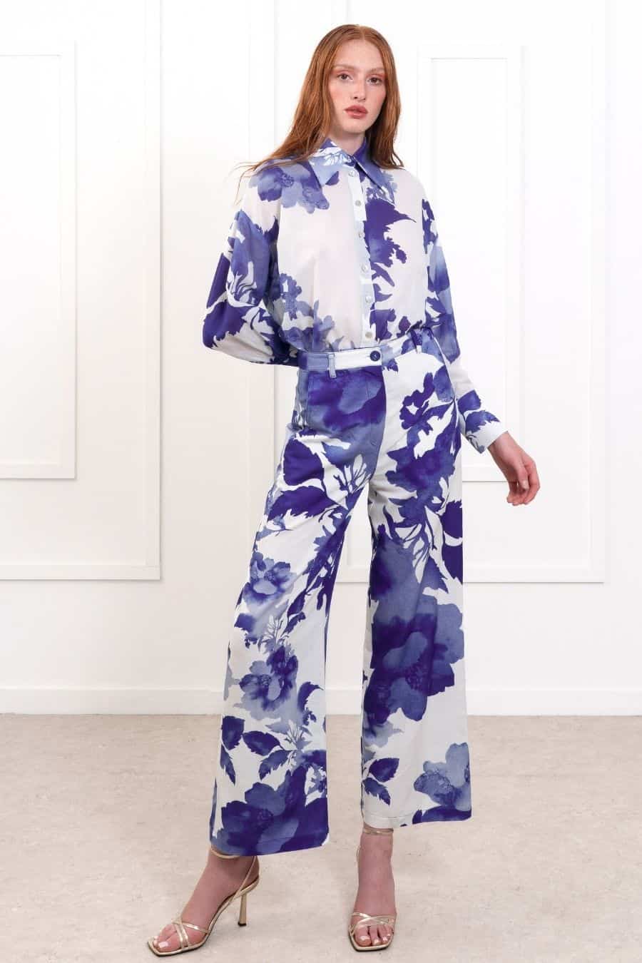 Olivia blue flowers pants
