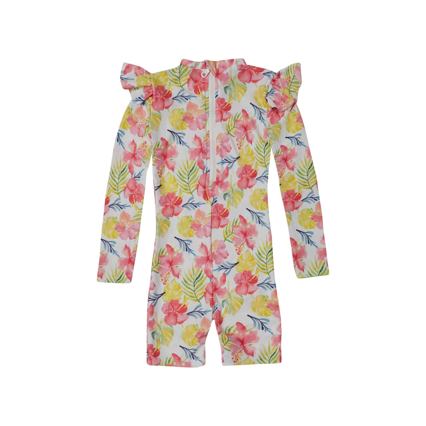 GIRL'S ONE PIECE BODYSUIT LONG SLEEVE YELLOW FLOWERS