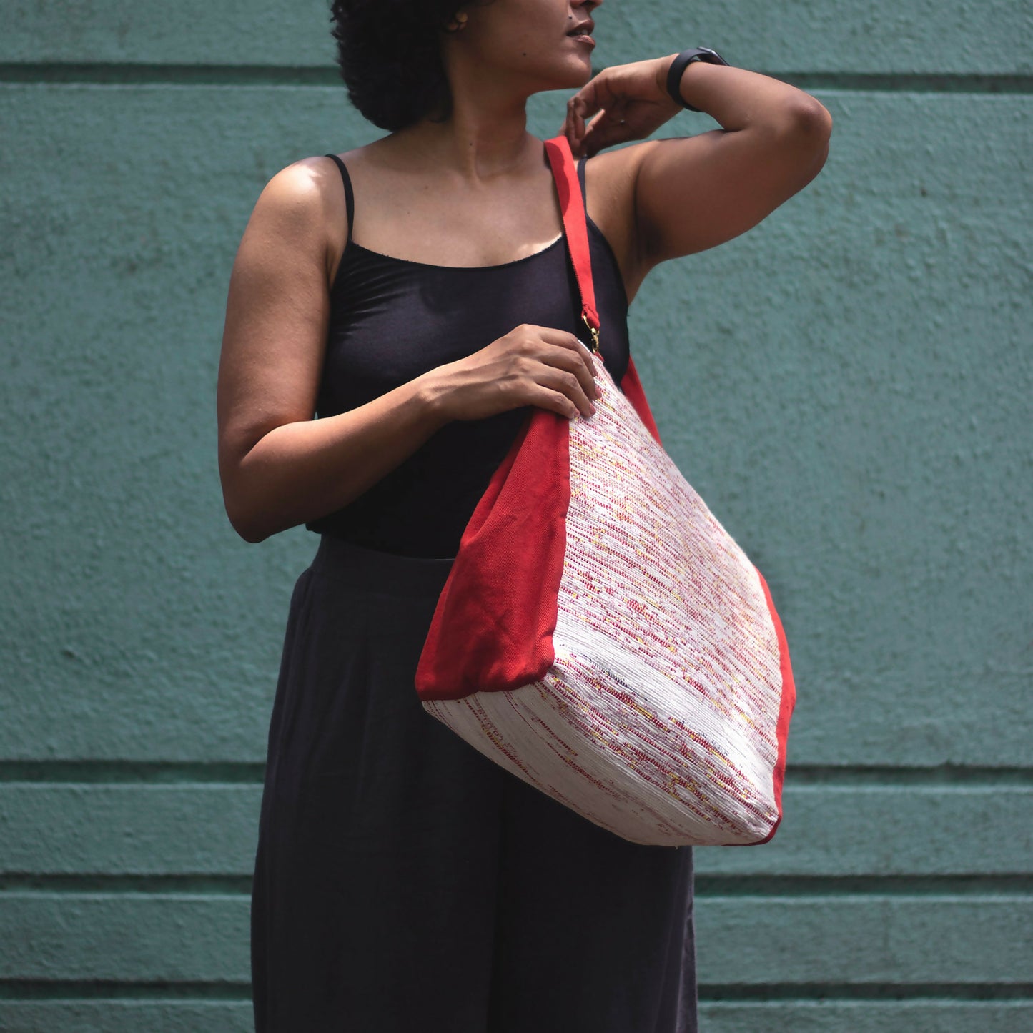 Red & White Bag from Naturally Dyed Organic Cotton