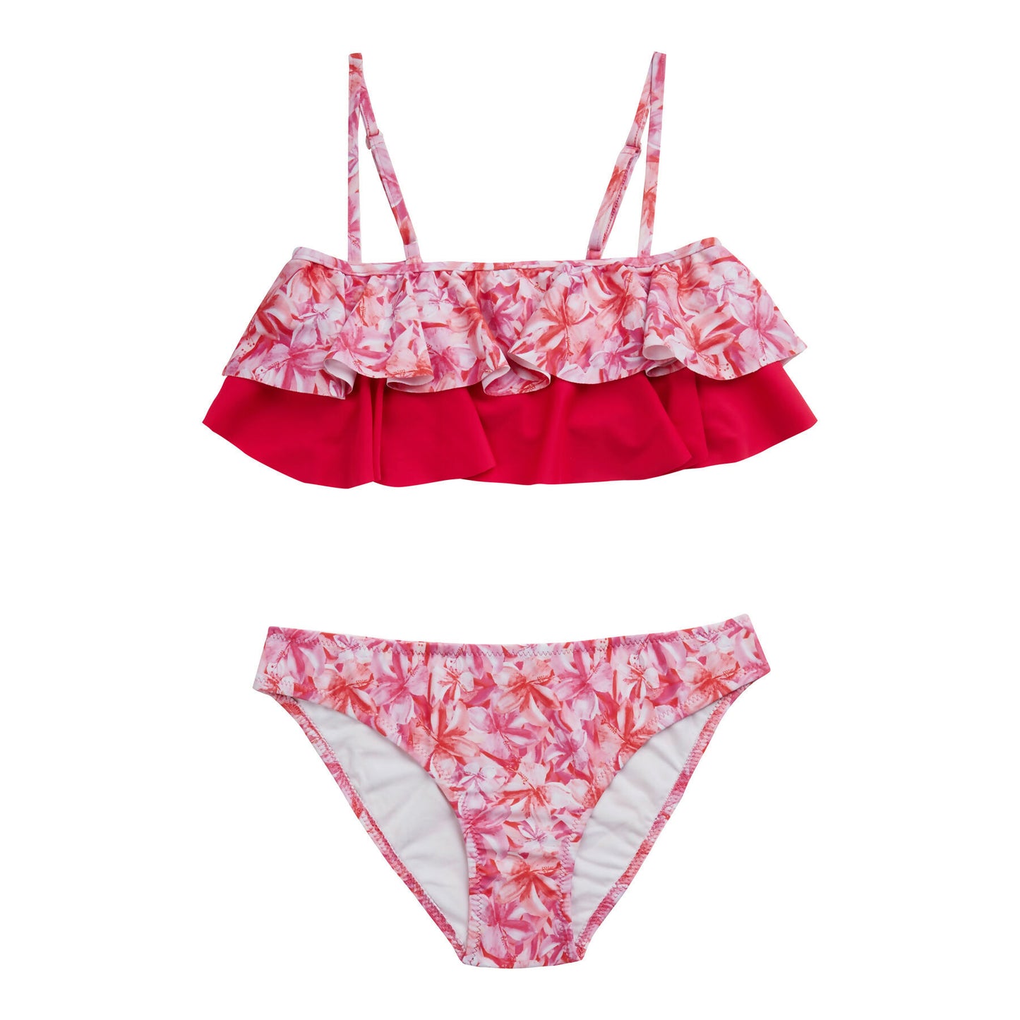 GIRL'S DOUBLE RUFFLED BIKINI HIBISCUS