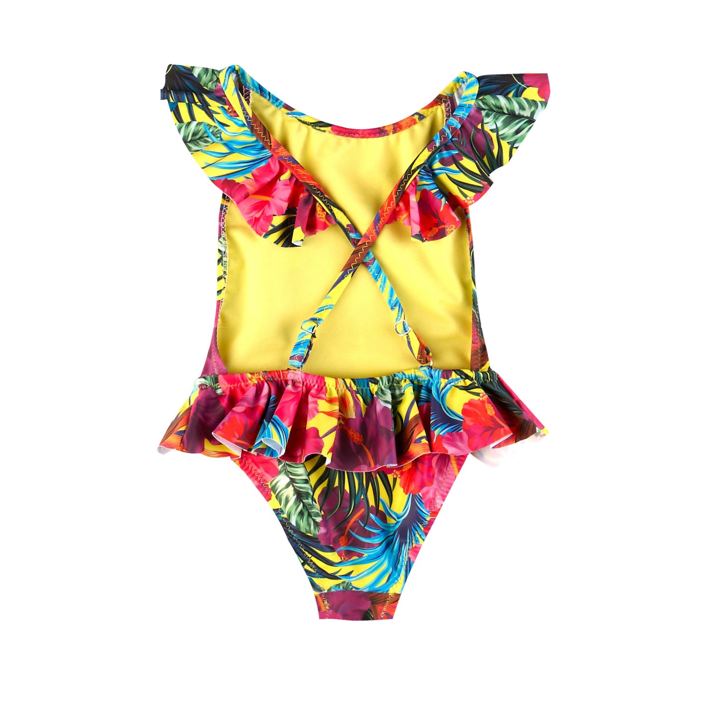 GIRL'S ONE PIECE CROSS BACK TROPICAL