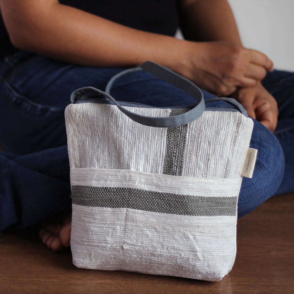 Vegan, Handcrafted, Square Sling Purse in White