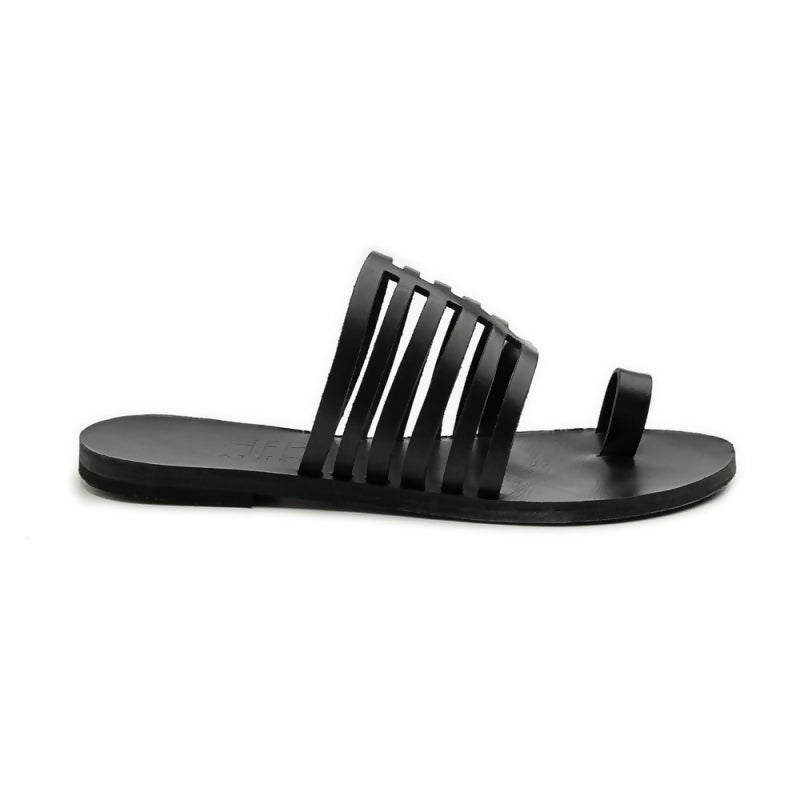 HEBE Black Leather Sandals