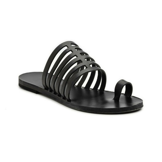 HEBE Black Leather Sandals