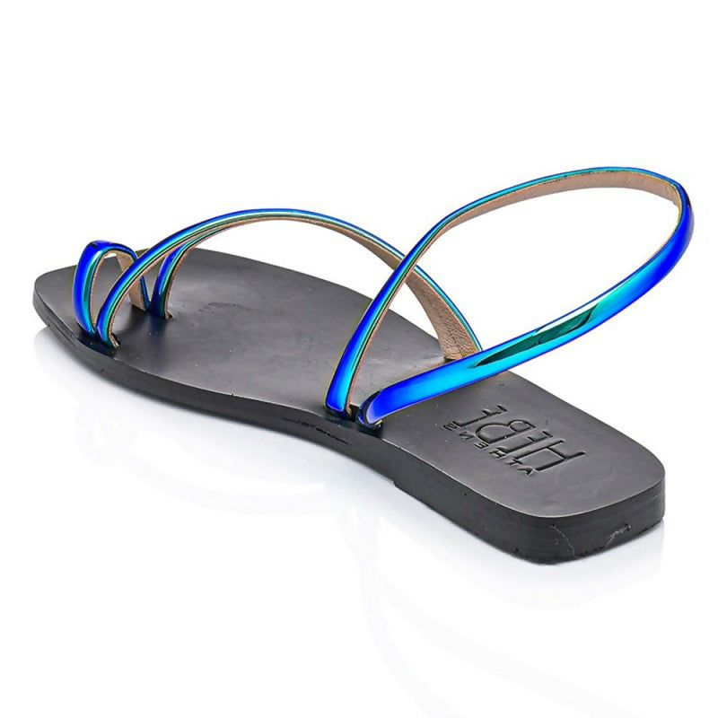 ESTIA LEATHER SANDAL - Blue Mirror