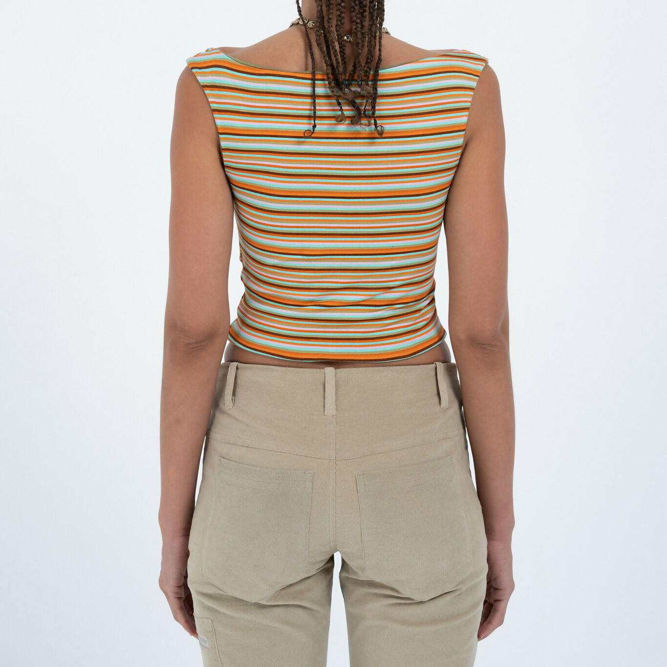 Wide Neck Slit Top in Mini Multi