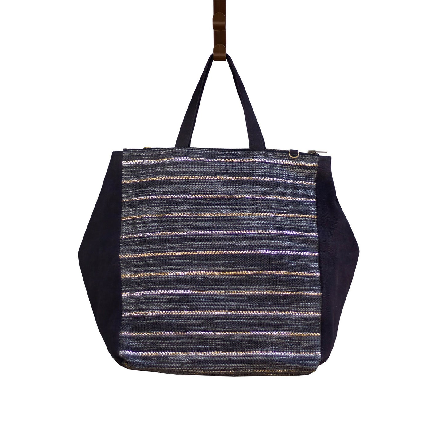 Black Recycled Plastic & Naturally Dyed Cotton Bag