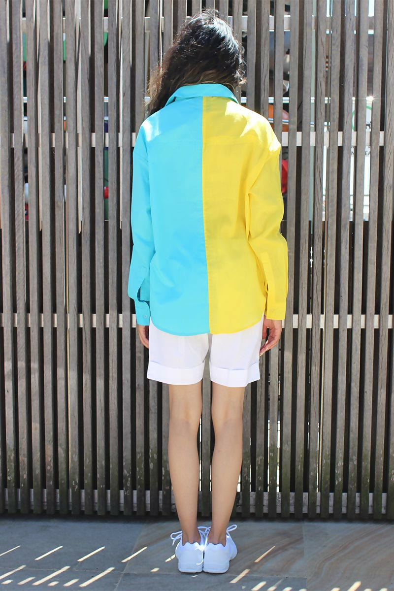 Cyrus Shirt In Aqua and Yellow