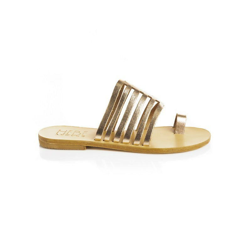 HEBE Pink Gold Leather Sandals