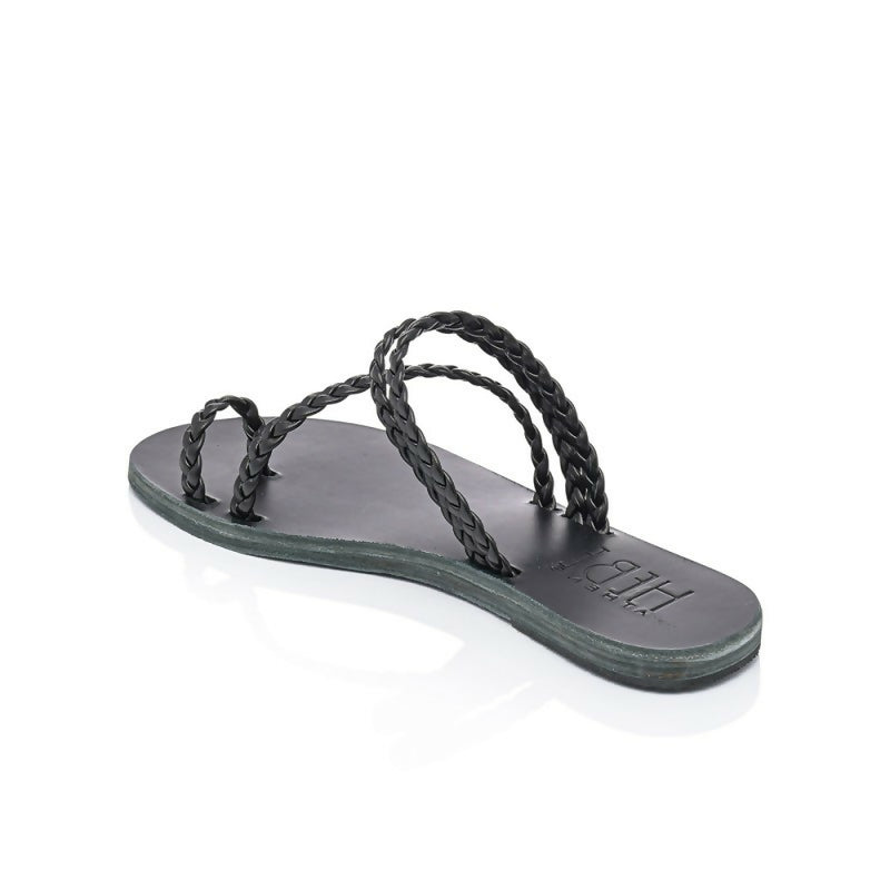 Persephone Black handmade leather sandals
