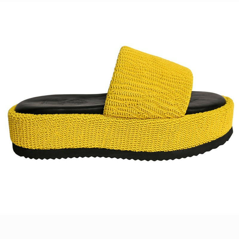 PUFFY IBIZA FLATFORM SLIDE - Yellow
