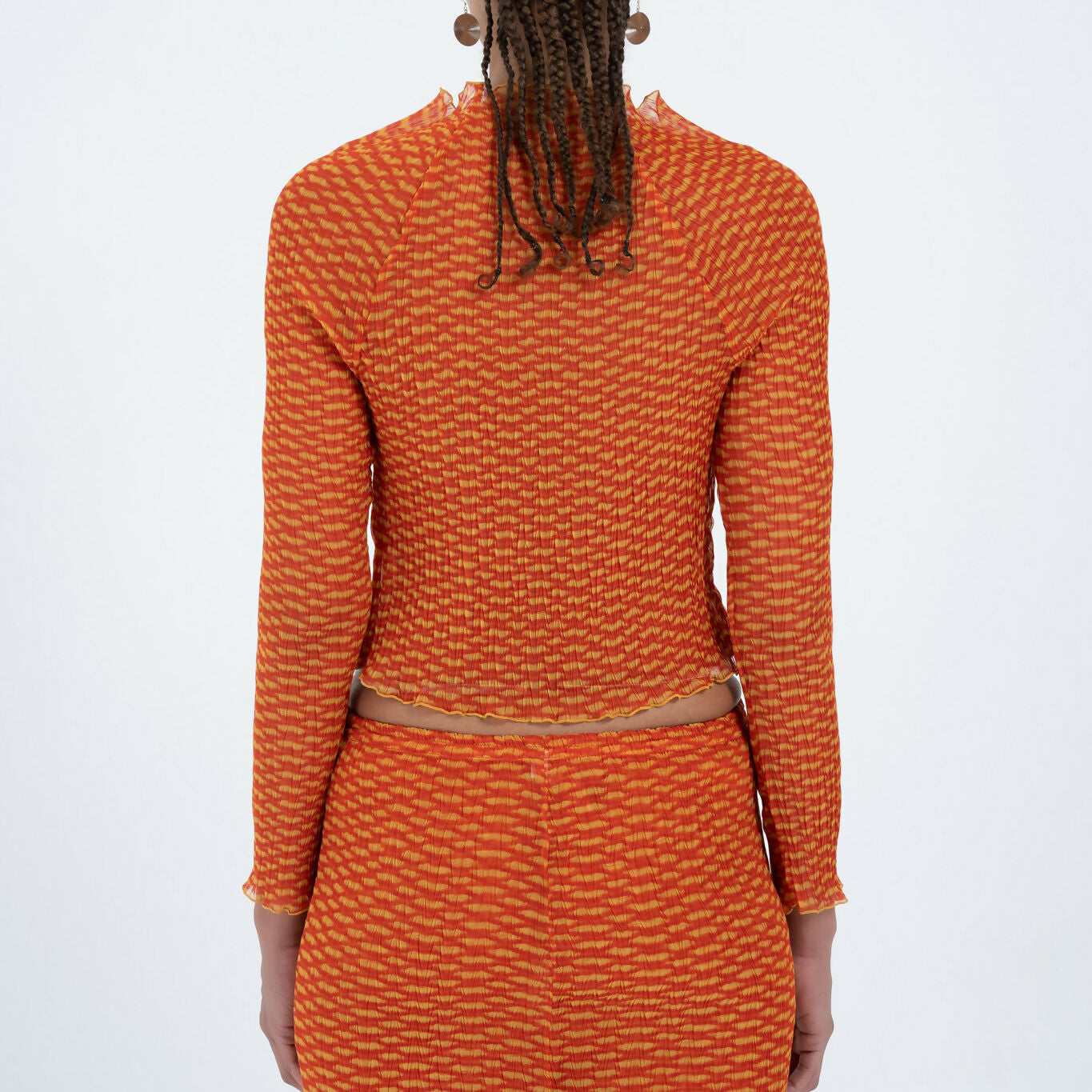 Slashed Neck Top in Orange Croc