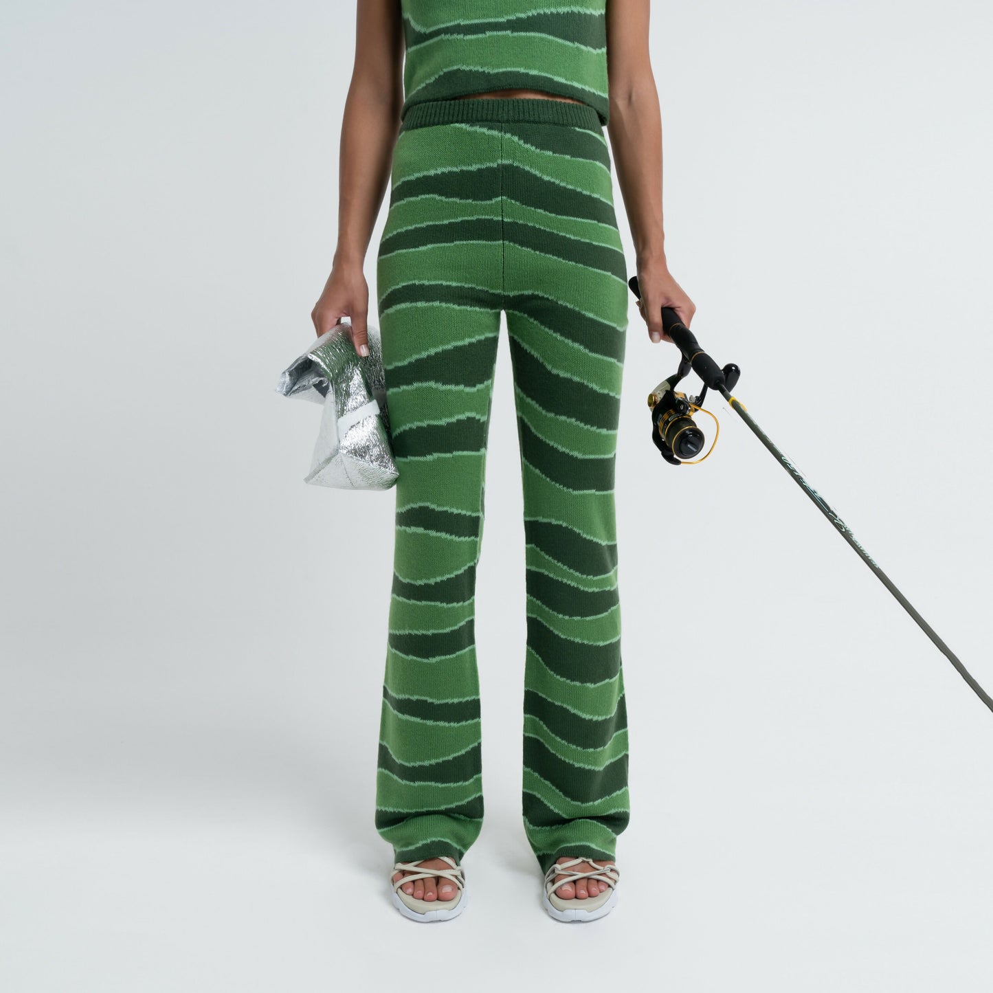 Bell Bottom Knit Pant in Nori
