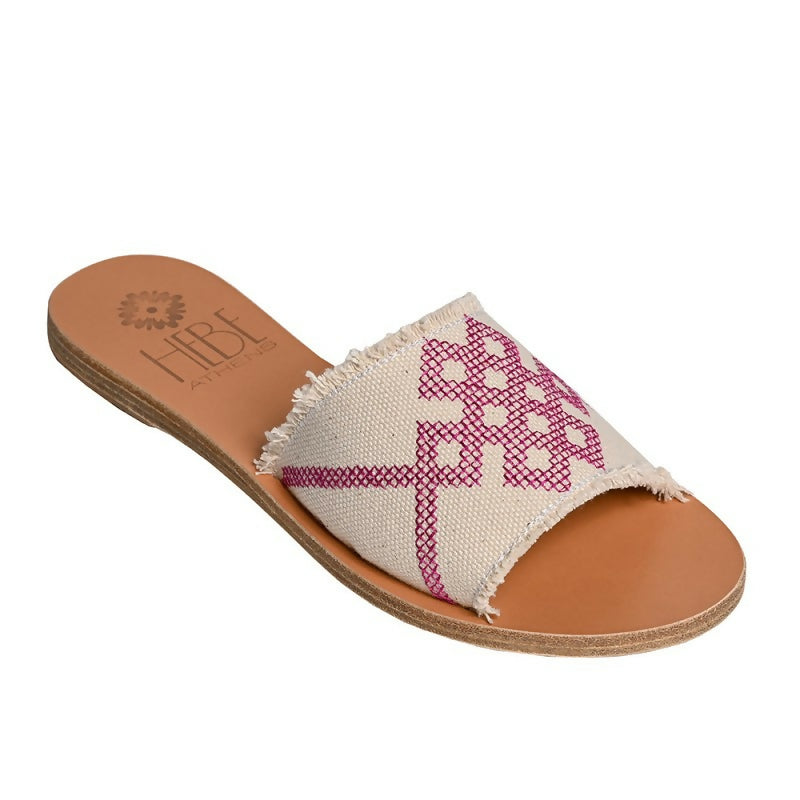DELOS CANVAS LEATHER SLIDE - Foucsia