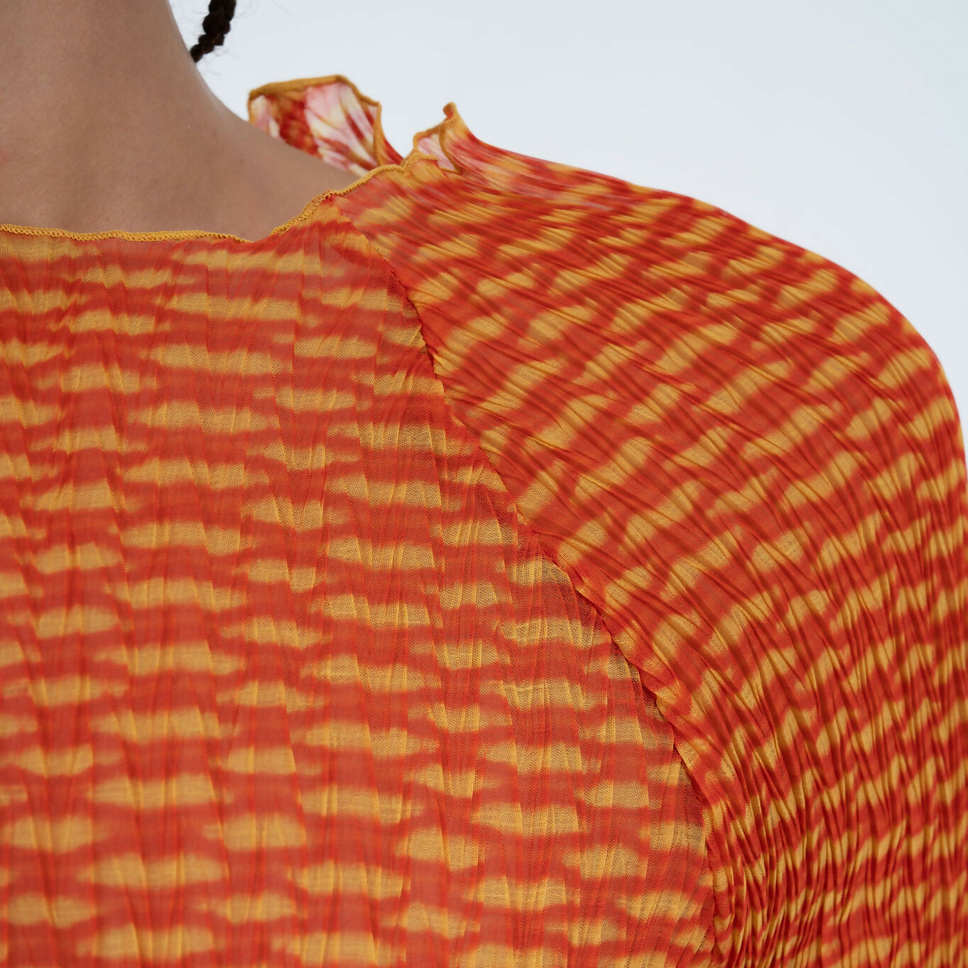 Slashed Neck Top in Orange Croc