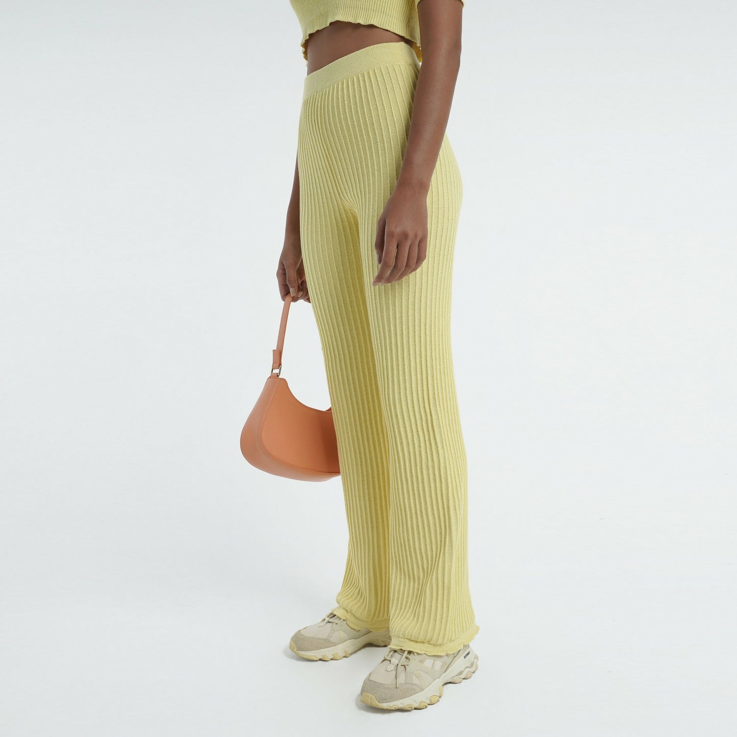Pinstripe Knit Pant in Limoncello