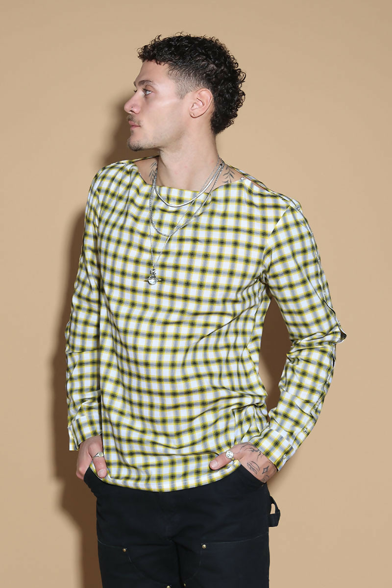 Shoulder On Shirt In Yellow Check