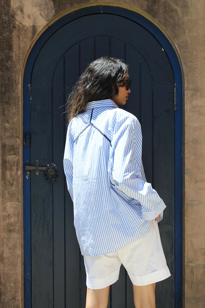 Benny Striped Business Shirt In Blue