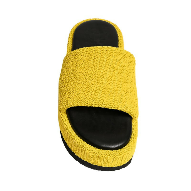 PUFFY IBIZA FLATFORM SLIDE - Yellow