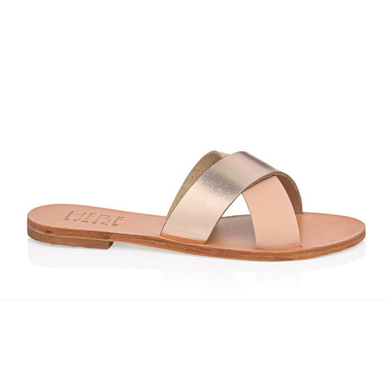 Gaia Handmade Natural Pink Gold Leather Sandals