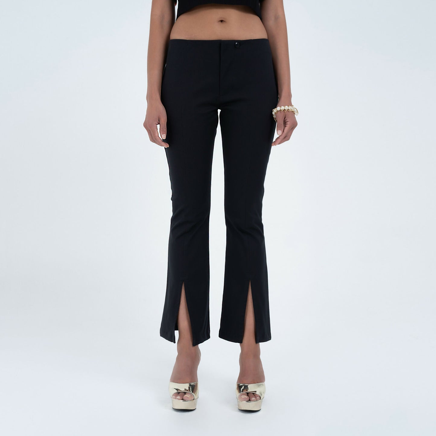 Low Rise Split Trouser in Black