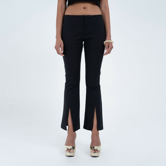 Low Rise Split Trouser in Black