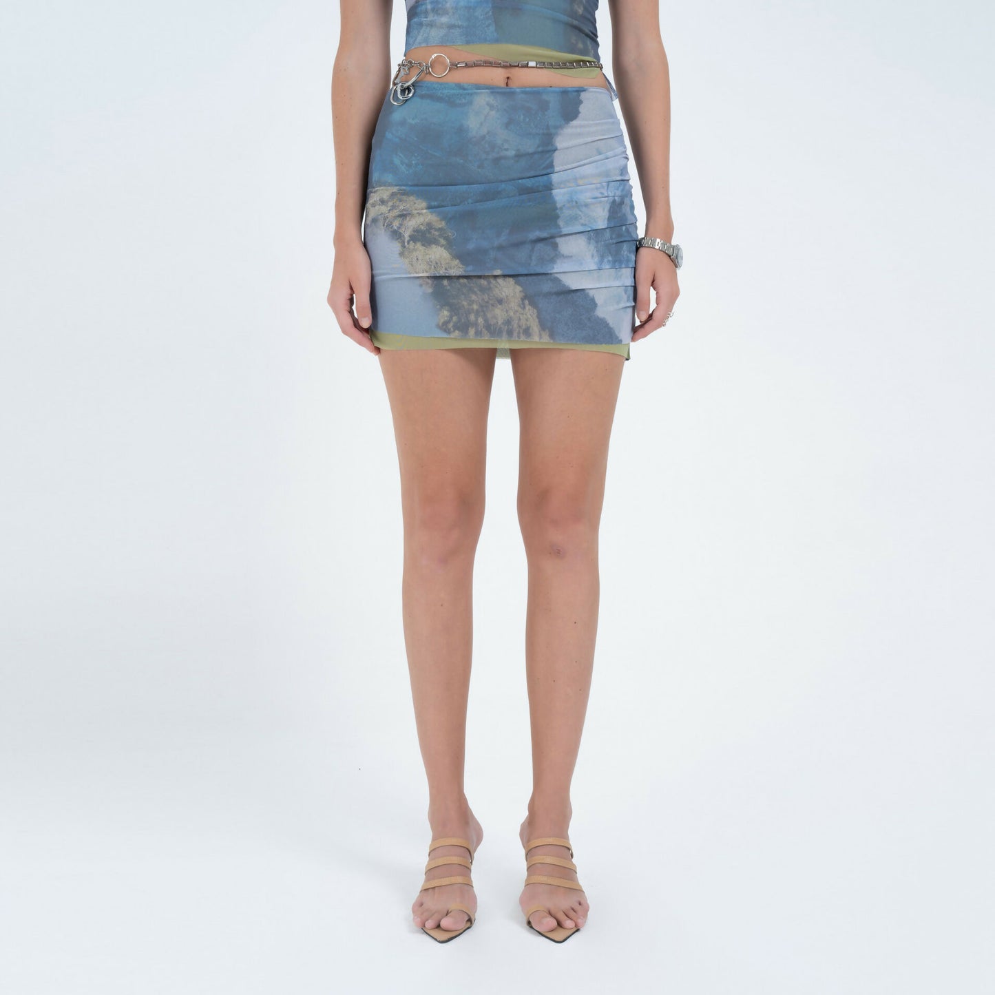 Double Mesh Mini Skirt in River