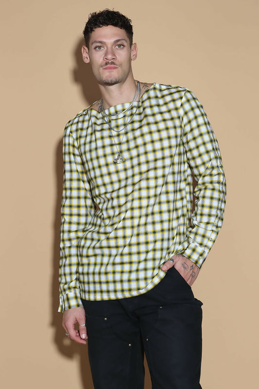 Shoulder On Shirt In Yellow Check