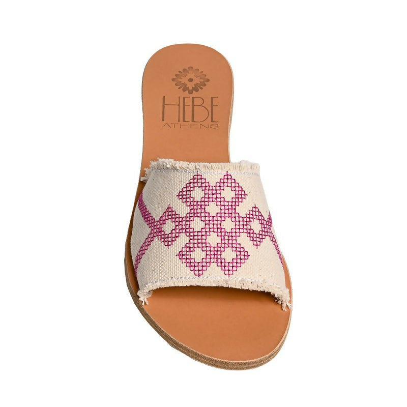 DELOS CANVAS LEATHER SLIDE - Foucsia