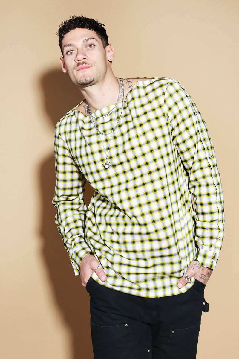 Shoulder On Shirt In Yellow Check