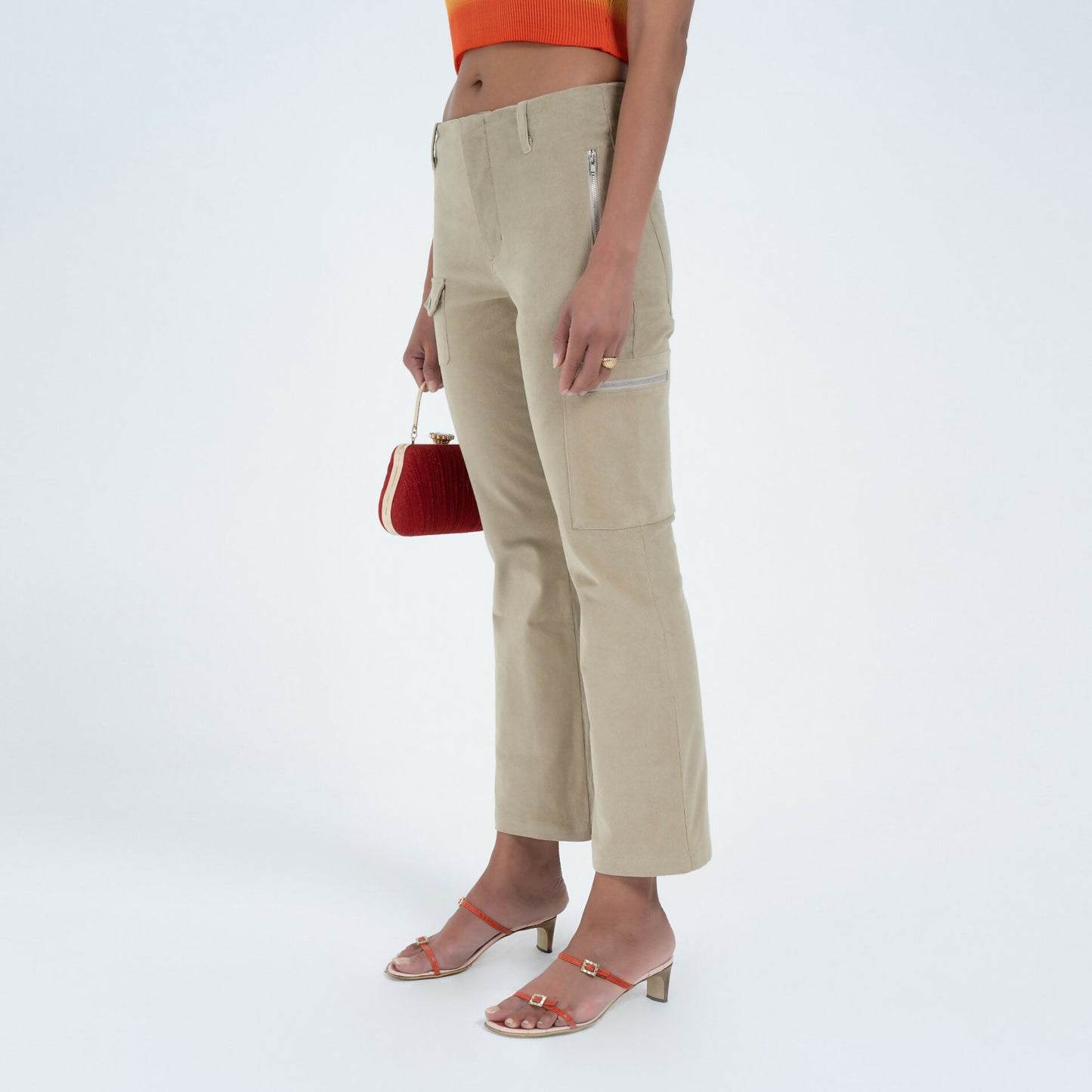 Flared Utility Pant in Khaki