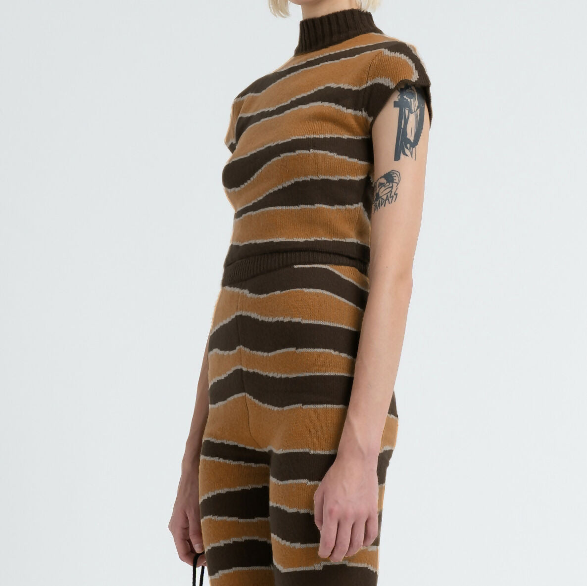 Knitted Cap Sleeve Tee in Kelp
