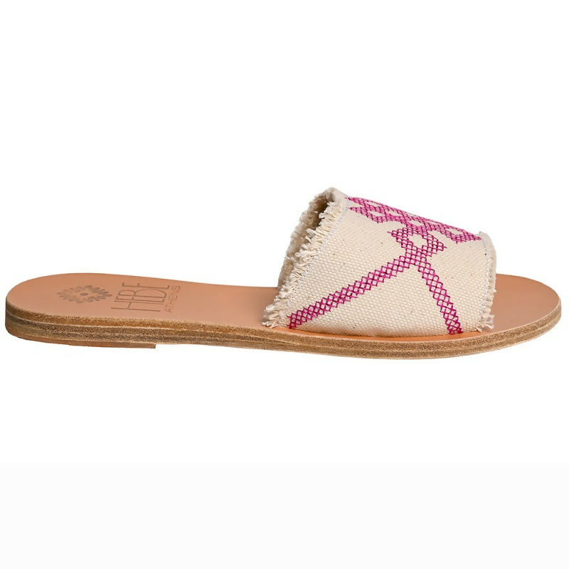 DELOS CANVAS LEATHER SLIDE - Foucsia