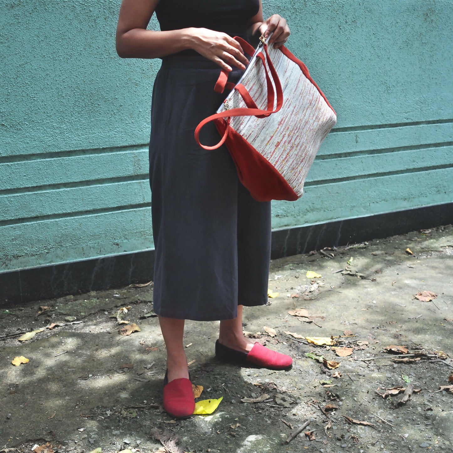 Red & White Bag from Naturally Dyed Organic Cotton