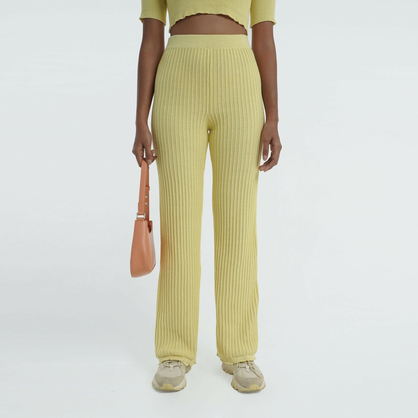 Pinstripe Knit Pant in Limoncello