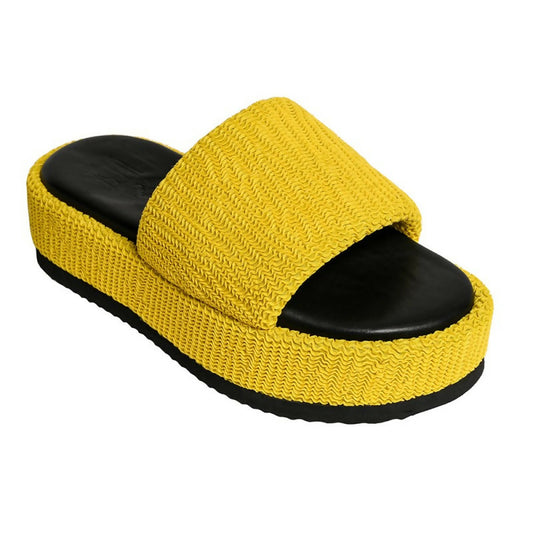 PUFFY IBIZA FLATFORM SLIDE - Yellow