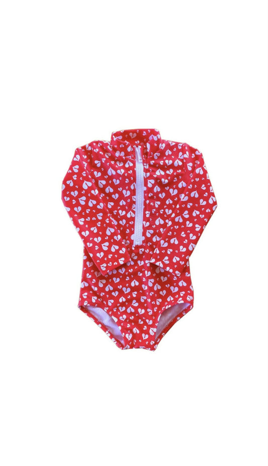 Red hearts longsleeve one piece