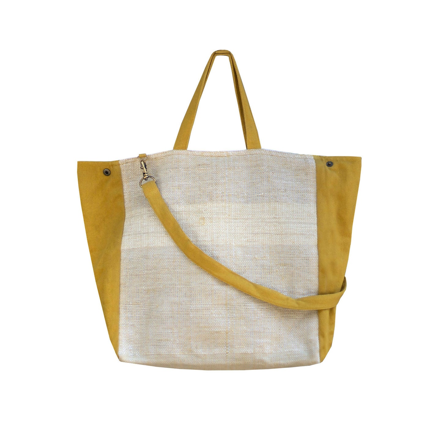 Ochre & White Bag Handcrafted from Waste Plastic