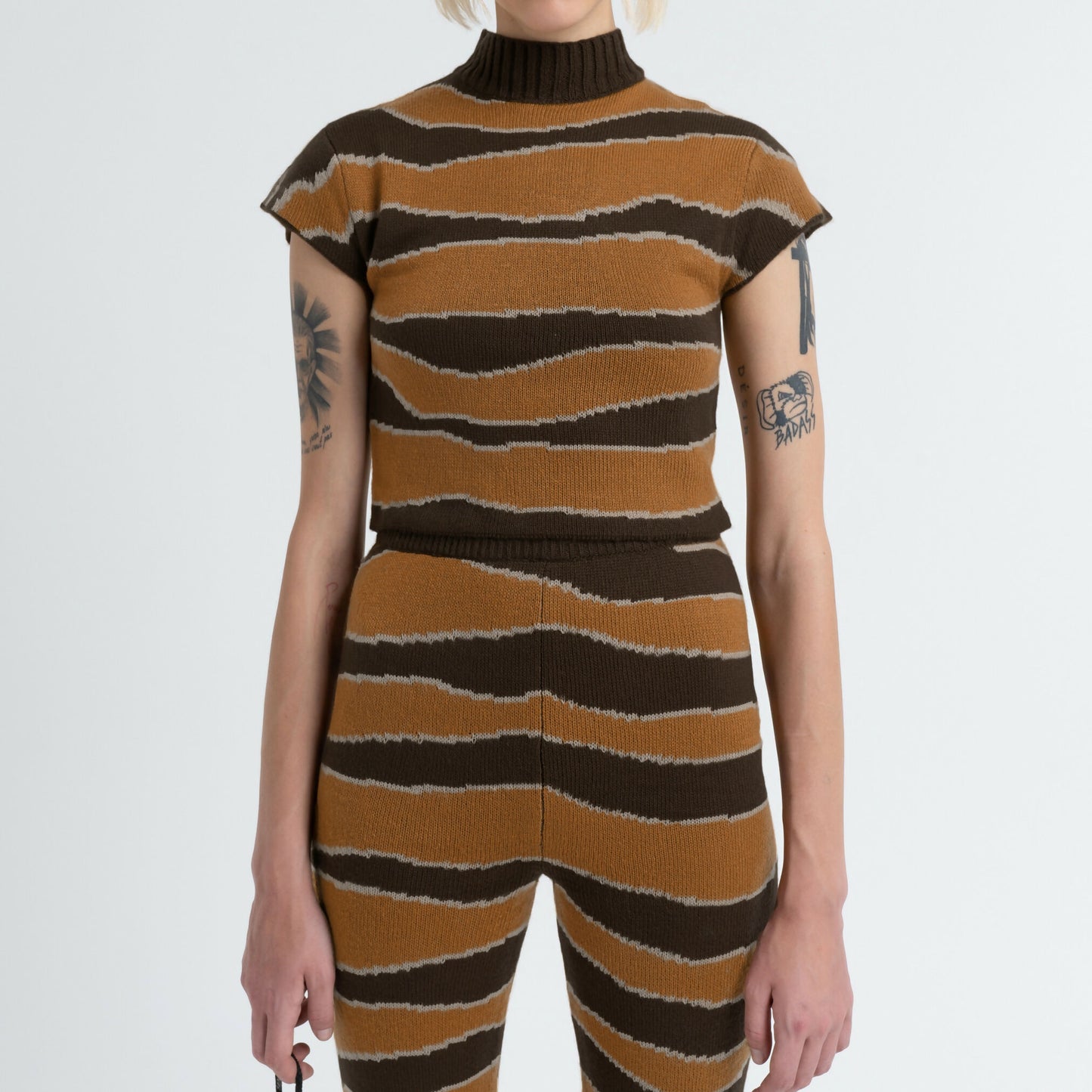 Knitted Cap Sleeve Tee in Kelp