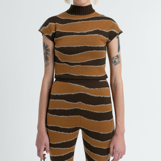 Knitted Cap Sleeve Tee in Kelp