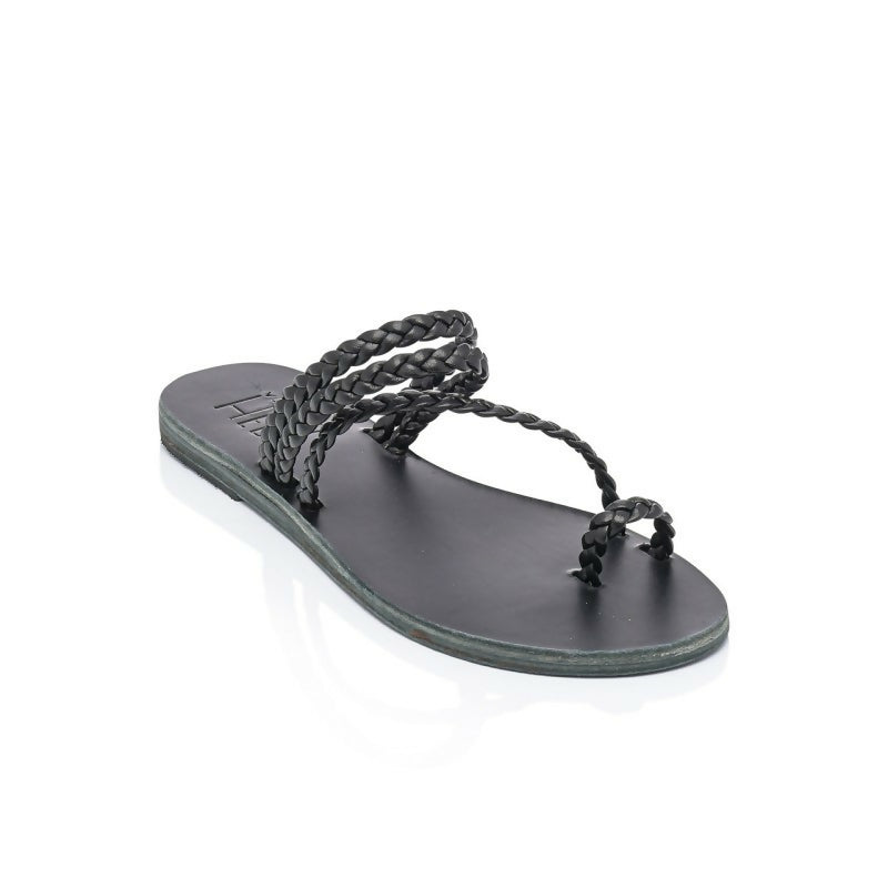 Persephone Black handmade leather sandals