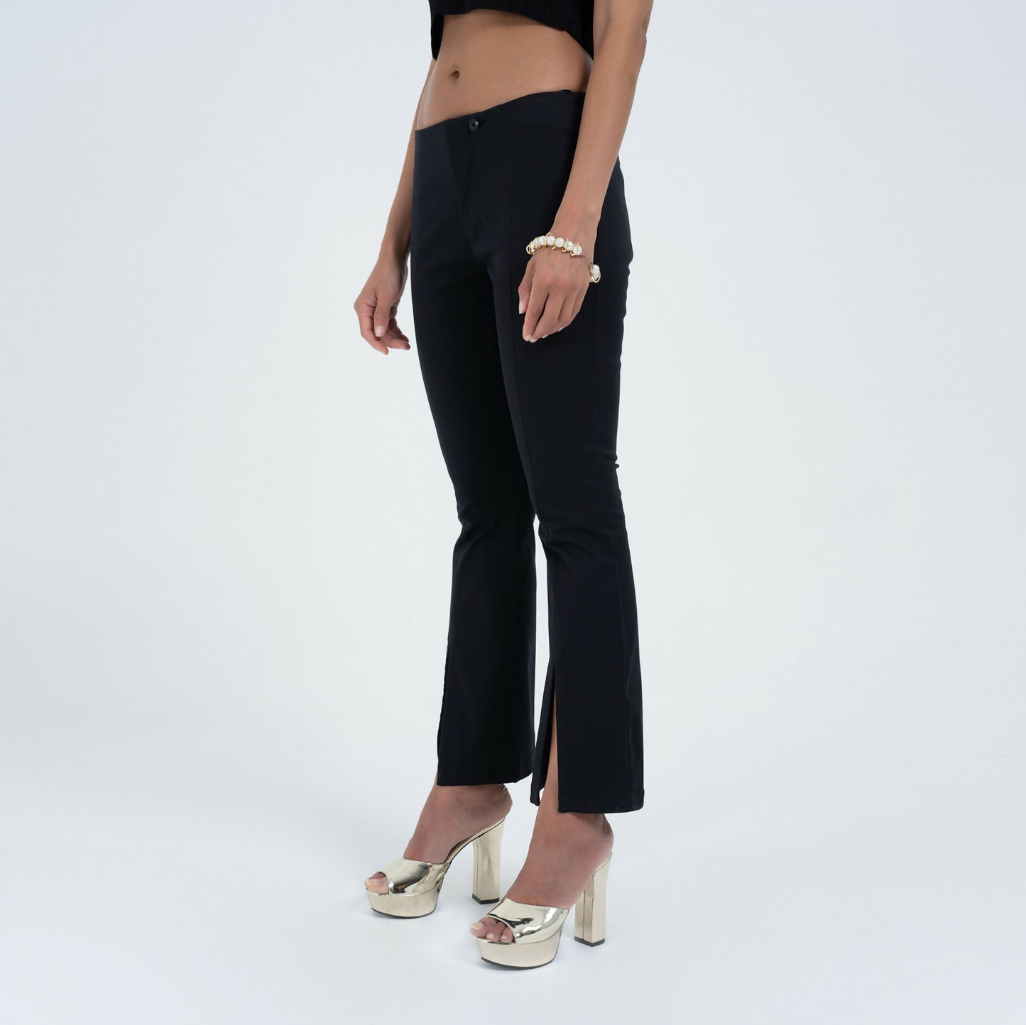 Low Rise Split Trouser in Black