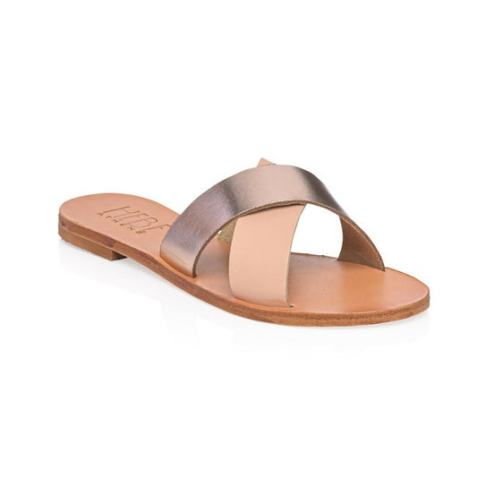 Gaia Handmade Natural Pink Gold Leather Sandals