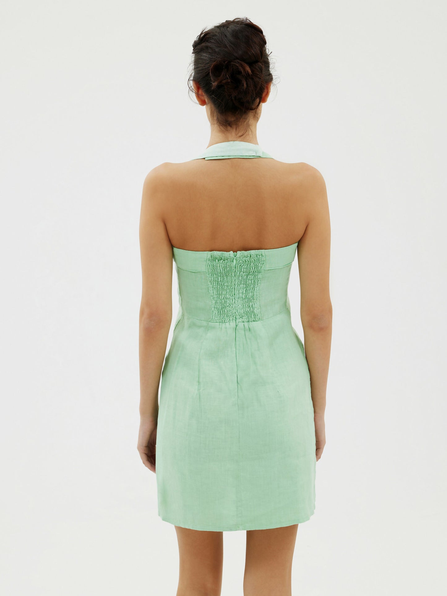 KATIE LINEN DRESS IN MATCHA