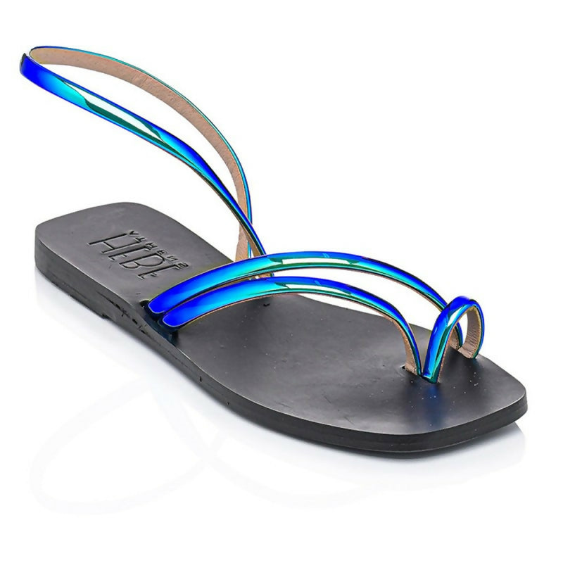 ESTIA LEATHER SANDAL - Blue Mirror