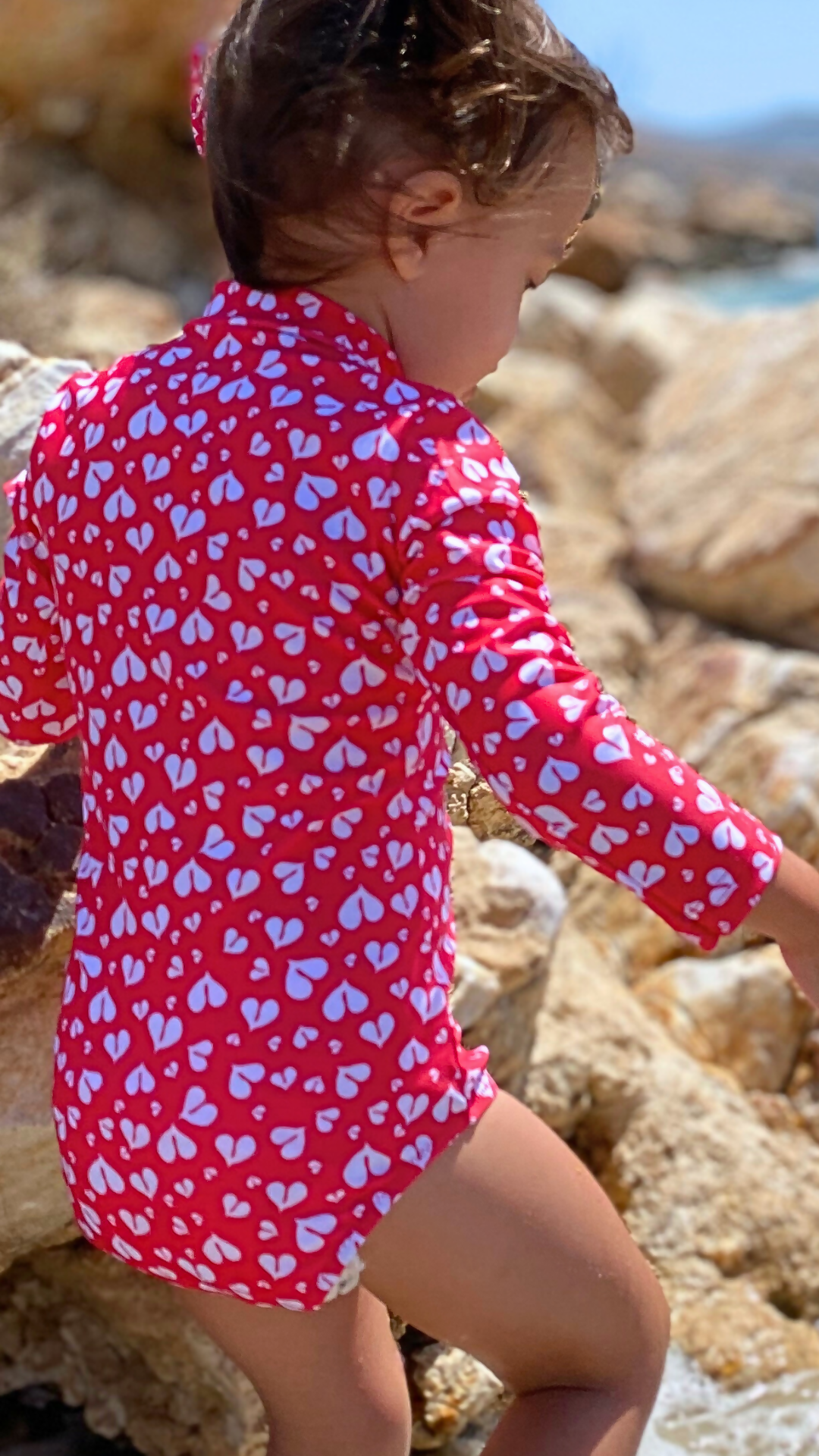 Red hearts longsleeve one piece