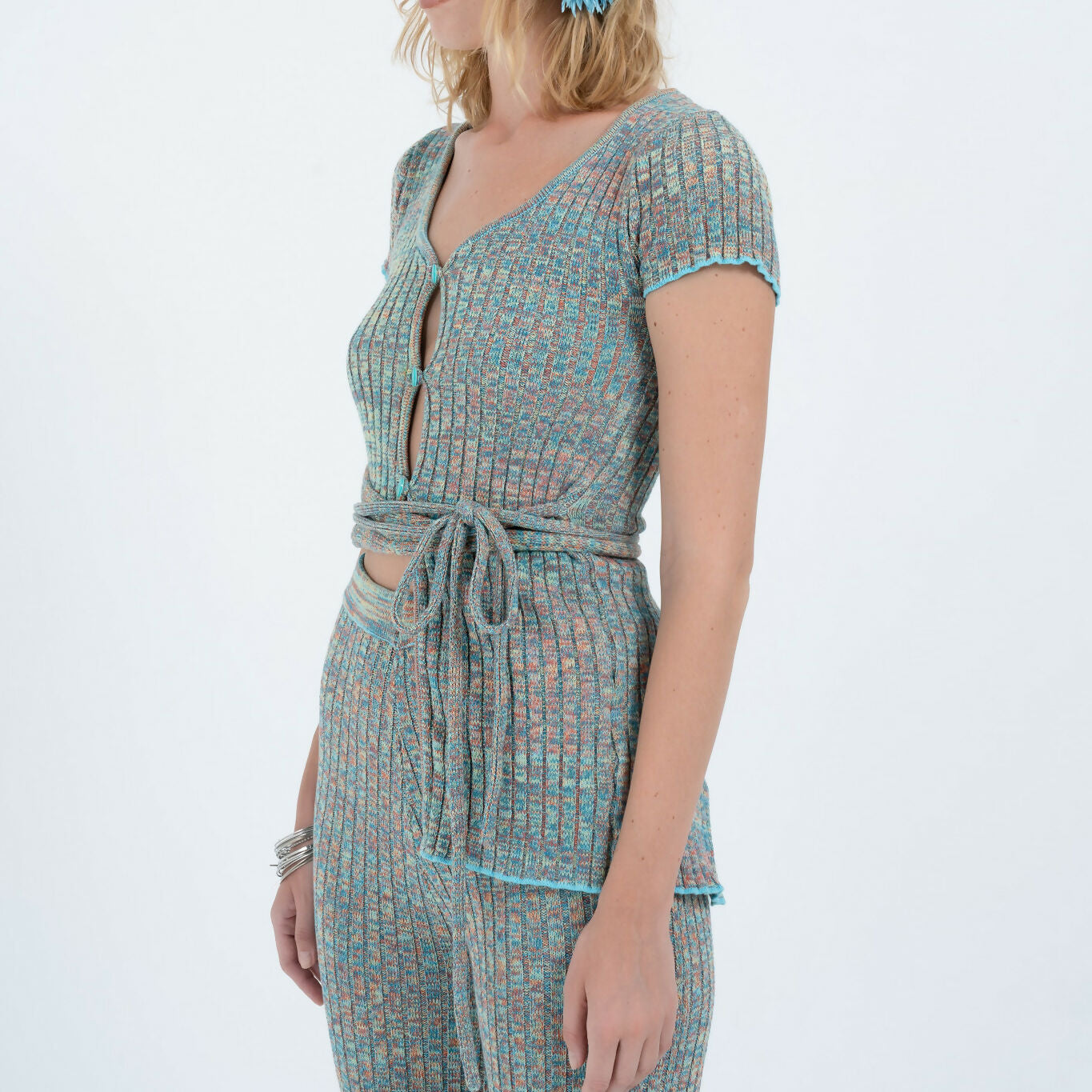 Asymmetric Tie Tee in Blue