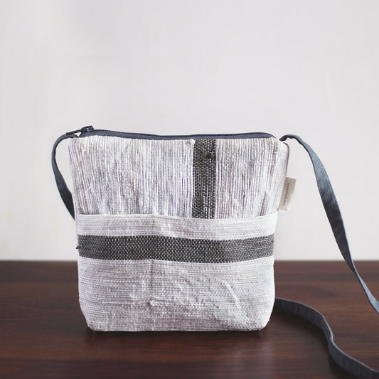 Vegan, Handcrafted, Square Sling Purse in White